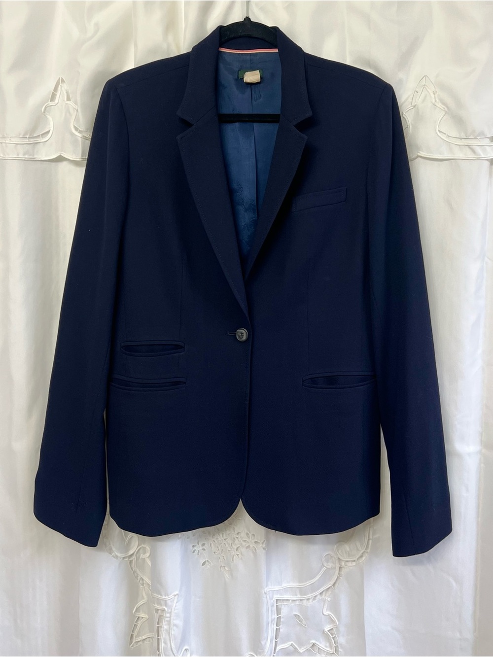 Vintage J.Crew Wool Blazer 14 Tall Navy Made in Japan Preppy 90’s